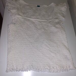 Old Navy White Textured Ruffle Blouse